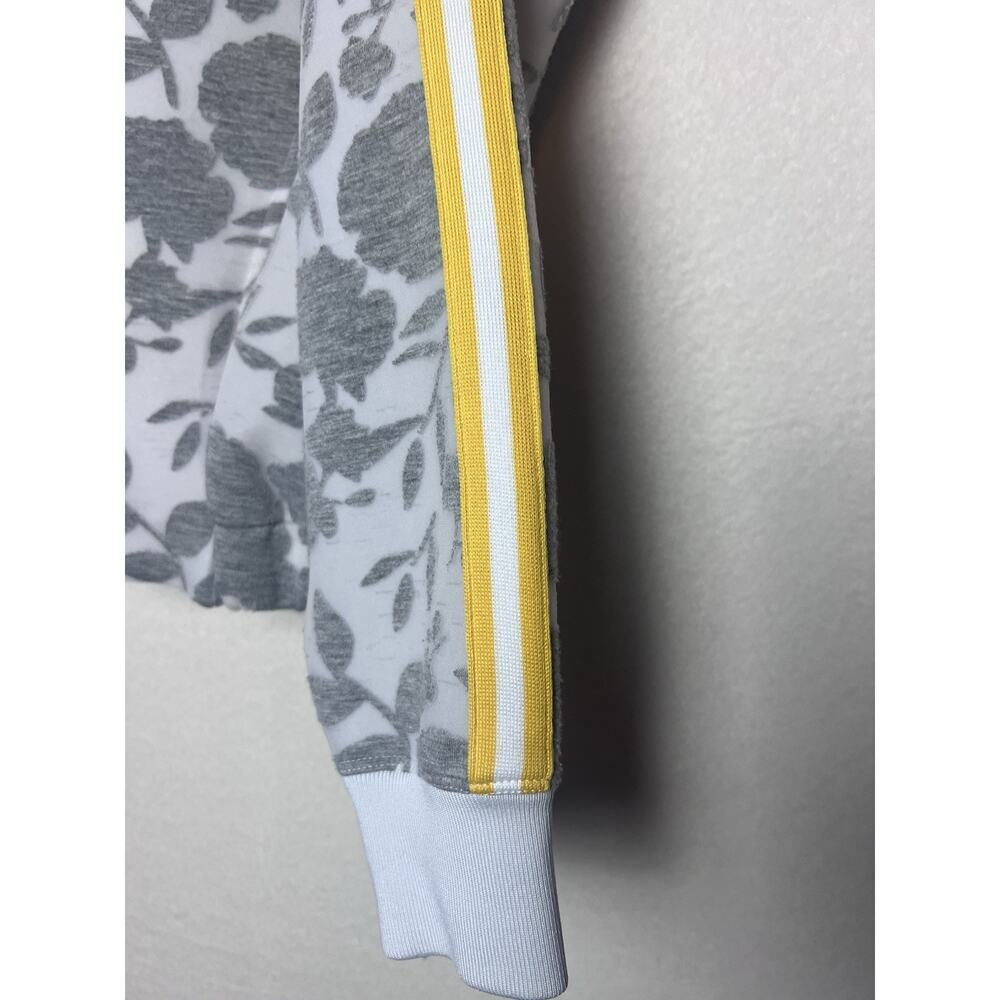 Calia by Carrie Underwood Floral Gray Bomber Jacket Yellow Stripe Size Large - Picture 2 of 7